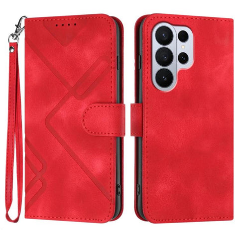 Line Pattern Skin Feel Leather Phone Case, For Galaxy S26 FE 5G, For Samsung Galaxy S26 Edge 5G, For Samsung Galaxy S26 Ultra 5G, For Samsung Galaxy S26 5G, For Samsung Galaxy S25 FE 5G, For Samsung Galaxy S25 5G, For Samsung Galaxy S25+ 5G            ...