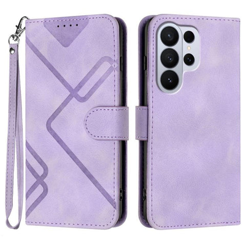 Line Pattern Skin Feel Leather Phone Case, For Galaxy S26 FE 5G, For Samsung Galaxy S26 Edge 5G, For Samsung Galaxy S26 Ultra 5G, For Samsung Galaxy S26 5G, For Samsung Galaxy S25 FE 5G, For Samsung Galaxy S25 5G, For Samsung Galaxy S25+ 5G            ...