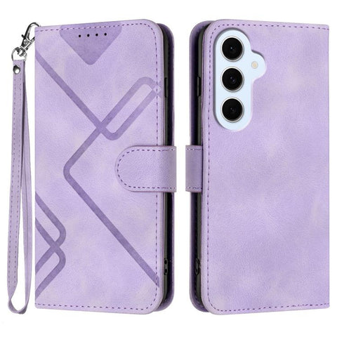 Line Pattern Skin Feel Leather Phone Case, For Galaxy S26 FE 5G, For Samsung Galaxy S26 Edge 5G, For Samsung Galaxy S26 Ultra 5G, For Samsung Galaxy S26 5G, For Samsung Galaxy S25 FE 5G, For Samsung Galaxy S25 5G, For Samsung Galaxy S25+ 5G            ...