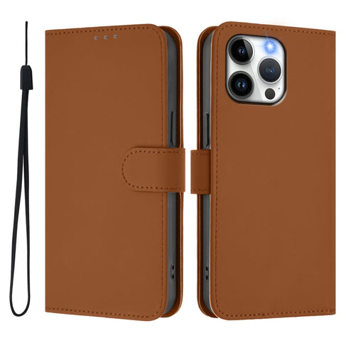 Skin Feel Solid Color Leather Phone Case with Lanyard, For iPhone 14 Pro Max, For iPhone SE 2022 / 2020