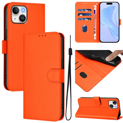 Skin Feel Solid Color Leather Phone Case with Lanyard, For iPhone 12 Pro Max, For iPhone 12 mini