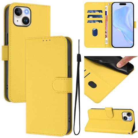 Skin Feel Solid Color Leather Phone Case with Lanyard, For iPhone 12 Pro Max, For iPhone 12 mini