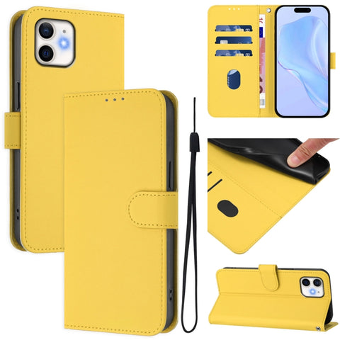 Skin Feel Solid Color Leather Phone Case with Lanyard, For iPhone 11 Pro Max, For iPhone 11