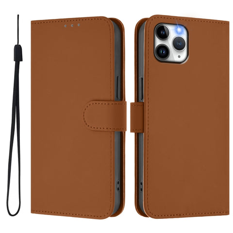 Skin Feel Solid Color Leather Phone Case with Lanyard, For iPhone 11 Pro, For iPhone XS / X