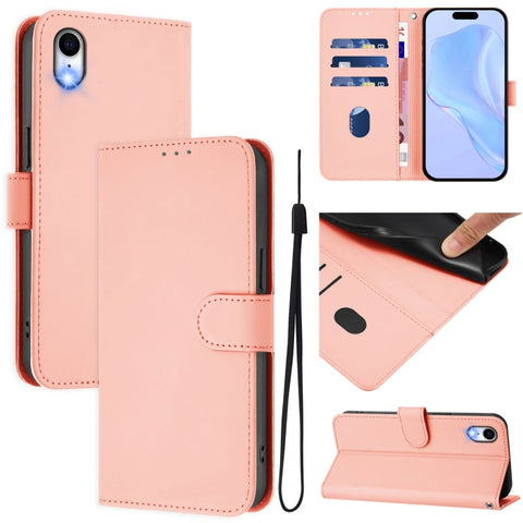 Skin Feel Solid Color Leather Phone Case with Lanyard, For iPhone XR, For iPhone XS Max