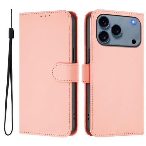 Skin Feel Solid Color Leather Phone Case with Lanyard, For iPhone 18 Pro / 17 Pro, For iPhone 18 Pro Max / 17 Pro Max