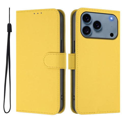 Skin Feel Solid Color Leather Phone Case with Lanyard, For iPhone 18 Pro / 17 Pro, For iPhone 18 Pro Max / 17 Pro Max