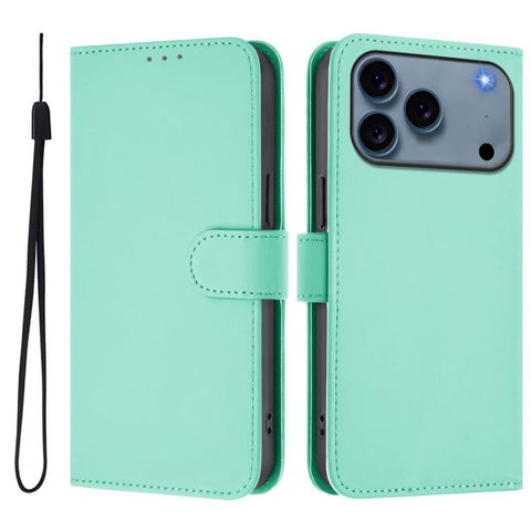 Skin Feel Solid Color Leather Phone Case with Lanyard, For iPhone 18 Pro / 17 Pro, For iPhone 18 Pro Max / 17 Pro Max