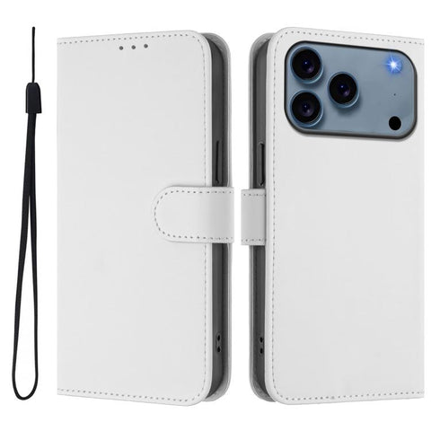 Skin Feel Solid Color Leather Phone Case with Lanyard, For iPhone 18 Pro / 17 Pro, For iPhone 18 Pro Max / 17 Pro Max