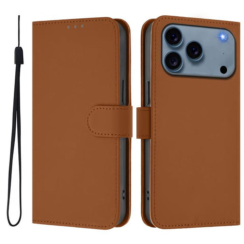 Skin Feel Solid Color Leather Phone Case with Lanyard, For iPhone 18 Pro / 17 Pro, For iPhone 18 Pro Max / 17 Pro Max