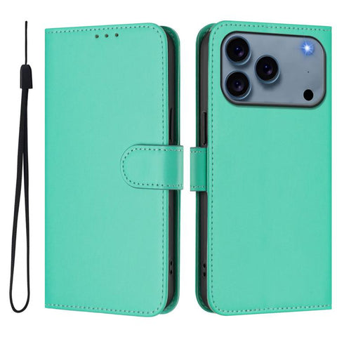 Skin Feel Solid Color Leather Phone Case with Lanyard, For iPhone 18 Pro / 17 Pro, For iPhone 18 Pro Max / 17 Pro Max