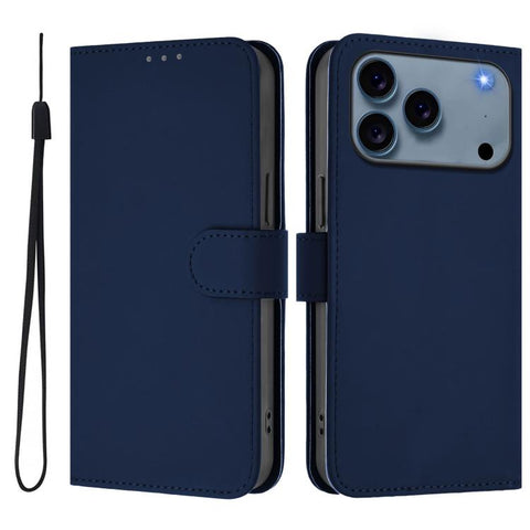 Skin Feel Solid Color Leather Phone Case with Lanyard, For iPhone 18 Pro / 17 Pro, For iPhone 18 Pro Max / 17 Pro Max