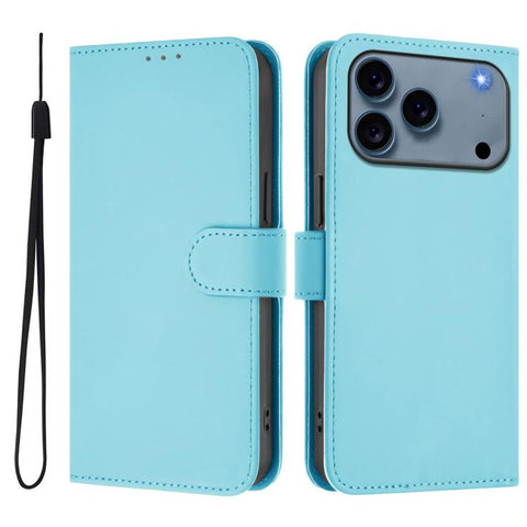 Skin Feel Solid Color Leather Phone Case with Lanyard, For iPhone 18 Pro / 17 Pro, For iPhone 18 Pro Max / 17 Pro Max