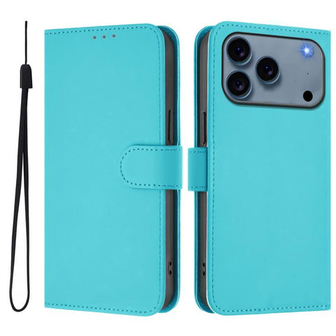 Skin Feel Solid Color Leather Phone Case with Lanyard, For iPhone 18 Pro / 17 Pro, For iPhone 18 Pro Max / 17 Pro Max