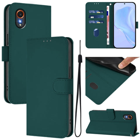 Skin Feel Solid Color Leather Phone Case with Lanyard, For Samsung Galaxy XCover 7, For Samsung Galaxy XCover6 Pro