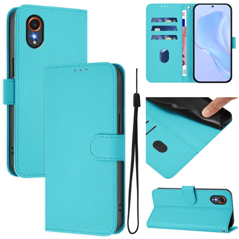 Skin Feel Solid Color Leather Phone Case with Lanyard, For Samsung Galaxy XCover 7, For Samsung Galaxy XCover6 Pro