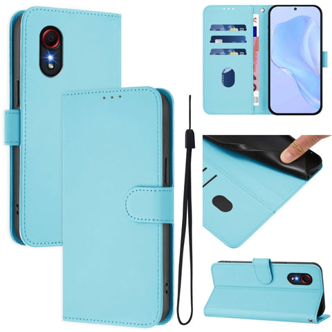 Skin Feel Solid Color Leather Phone Case with Lanyard, For Samsung Galaxy XCover 5