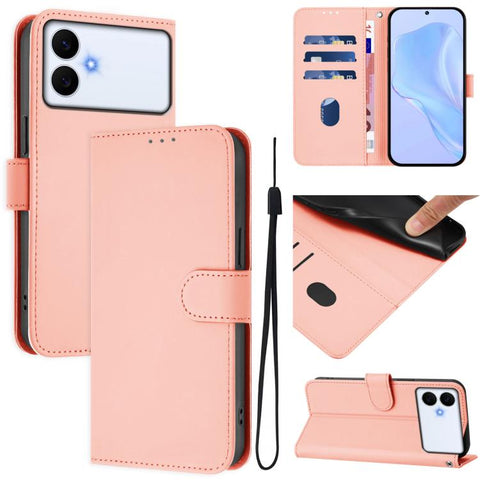 Skin Feel Solid Color Leather Phone Case with Lanyard, For Samsung Galaxy S26 Edge 5G, For Samsung Galaxy S26 Ultra 5G