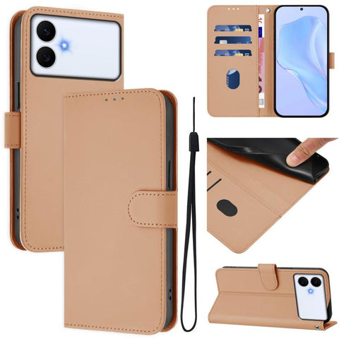Skin Feel Solid Color Leather Phone Case with Lanyard, For Samsung Galaxy S26 Edge 5G, For Samsung Galaxy S26 Ultra 5G