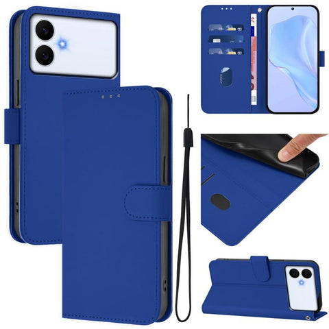 Skin Feel Solid Color Leather Phone Case with Lanyard, For Samsung Galaxy S26 Edge 5G, For Samsung Galaxy S26 Ultra 5G