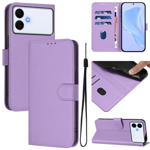 Skin Feel Solid Color Leather Phone Case with Lanyard, For Samsung Galaxy S26 Edge 5G, For Samsung Galaxy S26 Ultra 5G