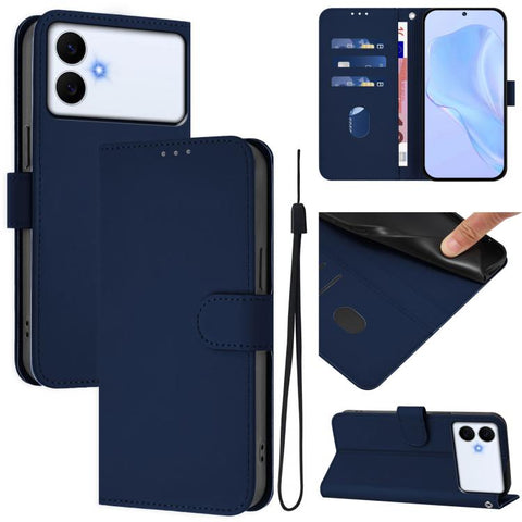 Skin Feel Solid Color Leather Phone Case with Lanyard, For Samsung Galaxy S26 Edge 5G, For Samsung Galaxy S26 Ultra 5G