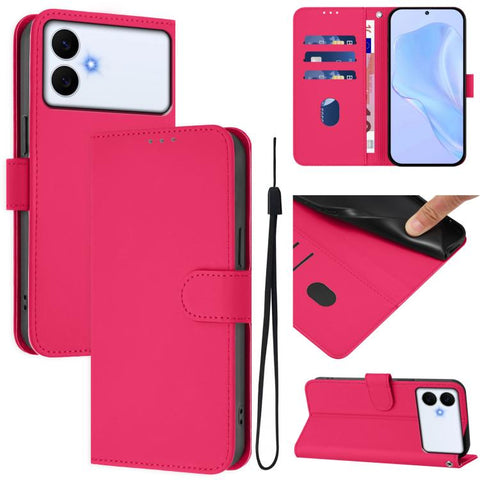 Skin Feel Solid Color Leather Phone Case with Lanyard, For Samsung Galaxy S26 Edge 5G, For Samsung Galaxy S26 Ultra 5G