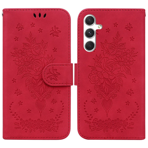 Butterfly Rose Embossed Leather Phone Case, For Samsung Galaxy S26+ 5G, For Samsung Galaxy S26 Edge 5G, For Samsung Galaxy S26 Ultra 5G, For Samsung Galaxy S26 5G, For Samsung Galaxy S25 FE 5G, For Samsung Galaxy S25 Edge 5G, For Samsung Galaxy S25 5G ...