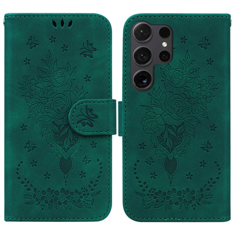 Butterfly Rose Embossed Leather Phone Case, For Samsung Galaxy S26+ 5G, For Samsung Galaxy S26 Edge 5G, For Samsung Galaxy S26 Ultra 5G, For Samsung Galaxy S26 5G, For Samsung Galaxy S25 FE 5G, For Samsung Galaxy S25 Edge 5G, For Samsung Galaxy S25 5G ...