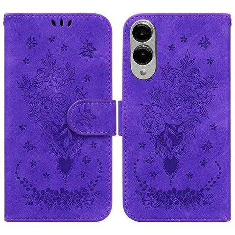 Butterfly Rose Embossed Leather Phone Case, For Samsung Galaxy S26+ 5G, For Samsung Galaxy S26 Edge 5G, For Samsung Galaxy S26 Ultra 5G, For Samsung Galaxy S26 5G, For Samsung Galaxy S25 FE 5G, For Samsung Galaxy S25 Edge 5G, For Samsung Galaxy S25 5G ...