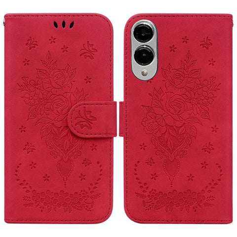 Butterfly Rose Embossed Leather Phone Case, For Samsung Galaxy S26+ 5G, For Samsung Galaxy S26 Edge 5G, For Samsung Galaxy S26 Ultra 5G, For Samsung Galaxy S26 5G, For Samsung Galaxy S25 FE 5G, For Samsung Galaxy S25 Edge 5G, For Samsung Galaxy S25 5G ...