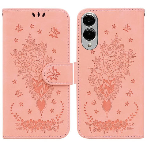 Butterfly Rose Embossed Leather Phone Case, For Samsung Galaxy S26+ 5G, For Samsung Galaxy S26 Edge 5G, For Samsung Galaxy S26 Ultra 5G, For Samsung Galaxy S26 5G, For Samsung Galaxy S25 FE 5G, For Samsung Galaxy S25 Edge 5G, For Samsung Galaxy S25 5G ...