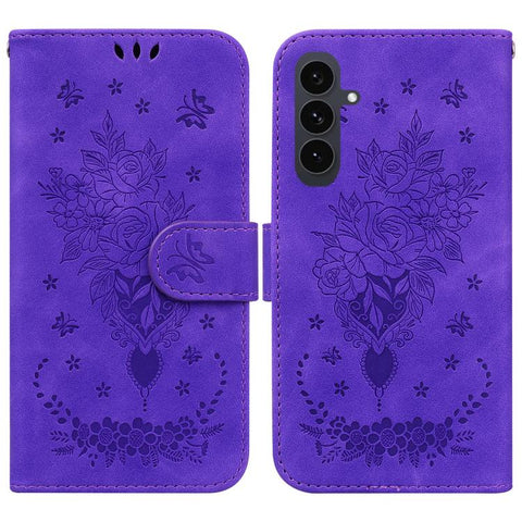Butterfly Rose Embossed Leather Phone Case, For Samsung Galaxy S26+ 5G, For Samsung Galaxy S26 Edge 5G, For Samsung Galaxy S26 Ultra 5G, For Samsung Galaxy S26 5G, For Samsung Galaxy S25 FE 5G, For Samsung Galaxy S25 Edge 5G, For Samsung Galaxy S25 5G ...