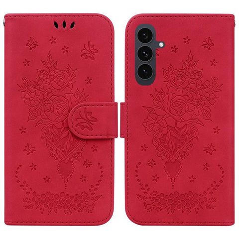 Butterfly Rose Embossed Leather Phone Case, For Samsung Galaxy S26+ 5G, For Samsung Galaxy S26 Edge 5G, For Samsung Galaxy S26 Ultra 5G, For Samsung Galaxy S26 5G, For Samsung Galaxy S25 FE 5G, For Samsung Galaxy S25 Edge 5G, For Samsung Galaxy S25 5G ...