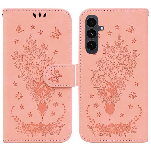 Butterfly Rose Embossed Leather Phone Case, For Samsung Galaxy S26+ 5G, For Samsung Galaxy S26 Edge 5G, For Samsung Galaxy S26 Ultra 5G, For Samsung Galaxy S26 5G, For Samsung Galaxy S25 FE 5G, For Samsung Galaxy S25 Edge 5G, For Samsung Galaxy S25 5G ...
