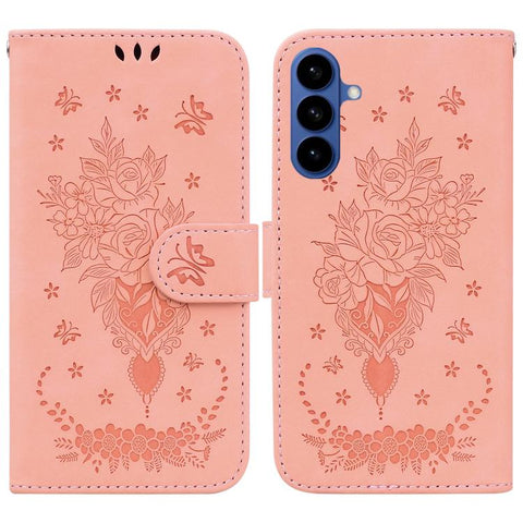 Butterfly Rose Embossed Leather Phone Case, For Samsung Galaxy S26+ 5G, For Samsung Galaxy S26 Edge 5G, For Samsung Galaxy S26 Ultra 5G, For Samsung Galaxy S26 5G, For Samsung Galaxy S25 FE 5G, For Samsung Galaxy S25 Edge 5G, For Samsung Galaxy S25 5G ...