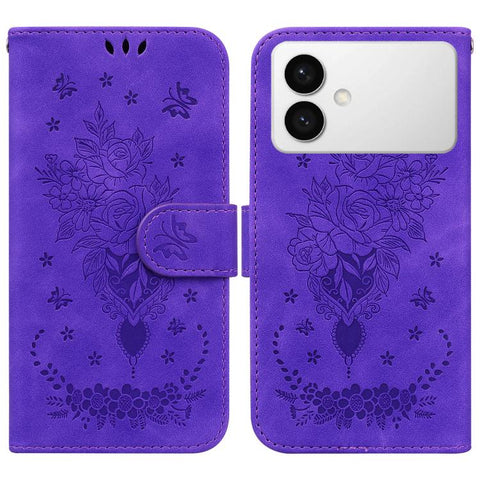 Butterfly Rose Embossed Leather Phone Case, For Samsung Galaxy S26+ 5G, For Samsung Galaxy S26 Edge 5G, For Samsung Galaxy S26 Ultra 5G, For Samsung Galaxy S26 5G, For Samsung Galaxy S25 FE 5G, For Samsung Galaxy S25 Edge 5G, For Samsung Galaxy S25 5G ...