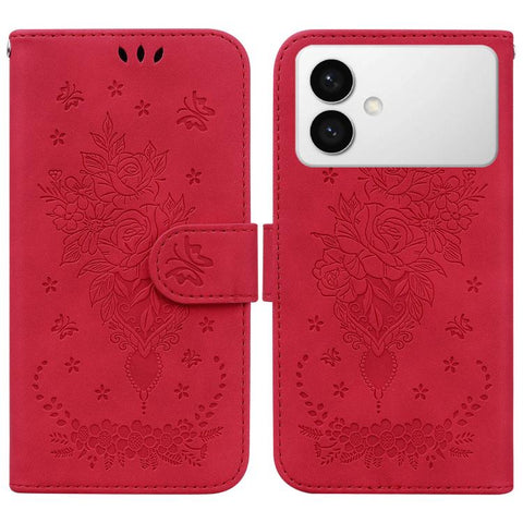 Butterfly Rose Embossed Leather Phone Case, For Samsung Galaxy S26+ 5G, For Samsung Galaxy S26 Edge 5G, For Samsung Galaxy S26 Ultra 5G, For Samsung Galaxy S26 5G, For Samsung Galaxy S25 FE 5G, For Samsung Galaxy S25 Edge 5G, For Samsung Galaxy S25 5G ...