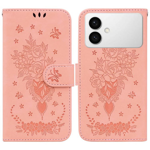 Butterfly Rose Embossed Leather Phone Case, For Samsung Galaxy S26+ 5G, For Samsung Galaxy S26 Edge 5G, For Samsung Galaxy S26 Ultra 5G, For Samsung Galaxy S26 5G, For Samsung Galaxy S25 FE 5G, For Samsung Galaxy S25 Edge 5G, For Samsung Galaxy S25 5G ...