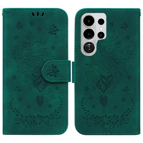 Butterfly Rose Embossed Leather Phone Case, For Samsung Galaxy S26+ 5G, For Samsung Galaxy S26 Edge 5G, For Samsung Galaxy S26 Ultra 5G, For Samsung Galaxy S26 5G, For Samsung Galaxy S25 FE 5G, For Samsung Galaxy S25 Edge 5G, For Samsung Galaxy S25 5G ...