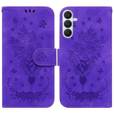Butterfly Rose Embossed Leather Phone Case, For Samsung Galaxy S26+ 5G, For Samsung Galaxy S26 Edge 5G, For Samsung Galaxy S26 Ultra 5G, For Samsung Galaxy S26 5G, For Samsung Galaxy S25 FE 5G, For Samsung Galaxy S25 Edge 5G, For Samsung Galaxy S25 5G ...