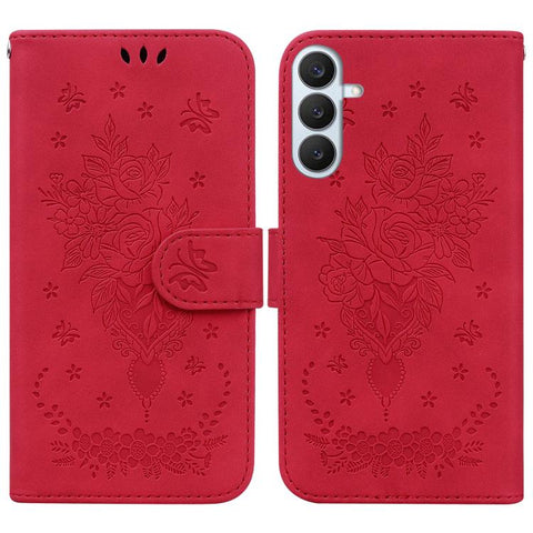 Butterfly Rose Embossed Leather Phone Case, For Samsung Galaxy S26+ 5G, For Samsung Galaxy S26 Edge 5G, For Samsung Galaxy S26 Ultra 5G, For Samsung Galaxy S26 5G, For Samsung Galaxy S25 FE 5G, For Samsung Galaxy S25 Edge 5G, For Samsung Galaxy S25 5G ...