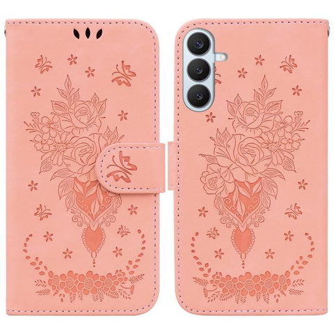 Butterfly Rose Embossed Leather Phone Case, For Samsung Galaxy S26+ 5G, For Samsung Galaxy S26 Edge 5G, For Samsung Galaxy S26 Ultra 5G, For Samsung Galaxy S26 5G, For Samsung Galaxy S25 FE 5G, For Samsung Galaxy S25 Edge 5G, For Samsung Galaxy S25 5G ...