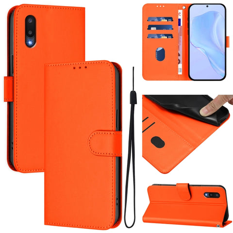 Skin Feel Solid Color Leather Phone Case with Lanyard, For Samsung Galaxy A32 4G, For Samsung Galaxy A02 / M02