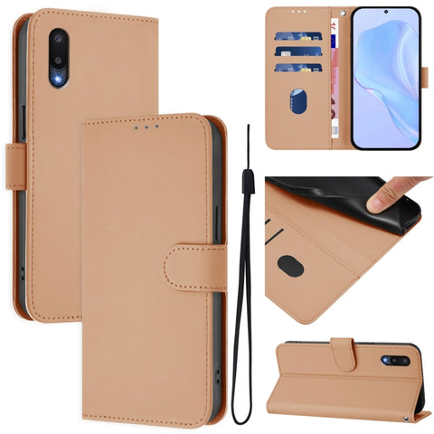 Skin Feel Solid Color Leather Phone Case with Lanyard, For Samsung Galaxy A32 4G, For Samsung Galaxy A02 / M02