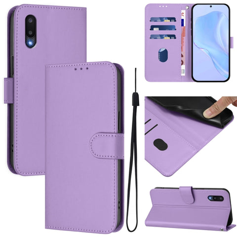Skin Feel Solid Color Leather Phone Case with Lanyard, For Samsung Galaxy A32 4G, For Samsung Galaxy A02 / M02