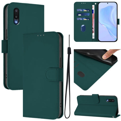 Skin Feel Solid Color Leather Phone Case with Lanyard, For Samsung Galaxy A32 4G, For Samsung Galaxy A02 / M02