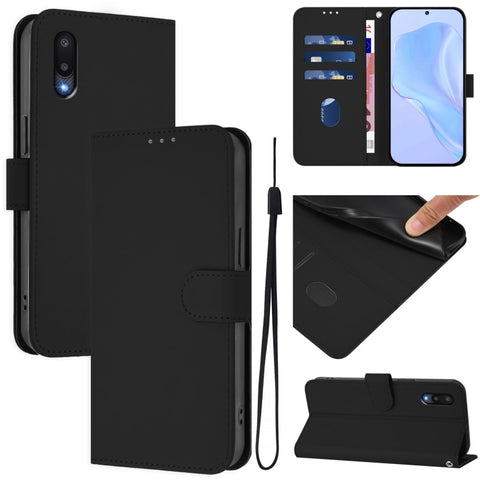 Skin Feel Solid Color Leather Phone Case with Lanyard, For Samsung Galaxy A32 4G, For Samsung Galaxy A02 / M02