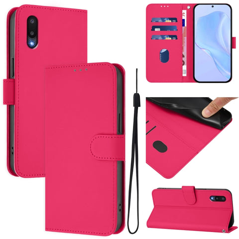 Skin Feel Solid Color Leather Phone Case with Lanyard, For Samsung Galaxy A32 4G, For Samsung Galaxy A02 / M02