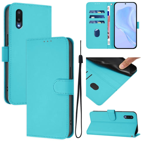 Skin Feel Solid Color Leather Phone Case with Lanyard, For Samsung Galaxy A32 4G, For Samsung Galaxy A02 / M02